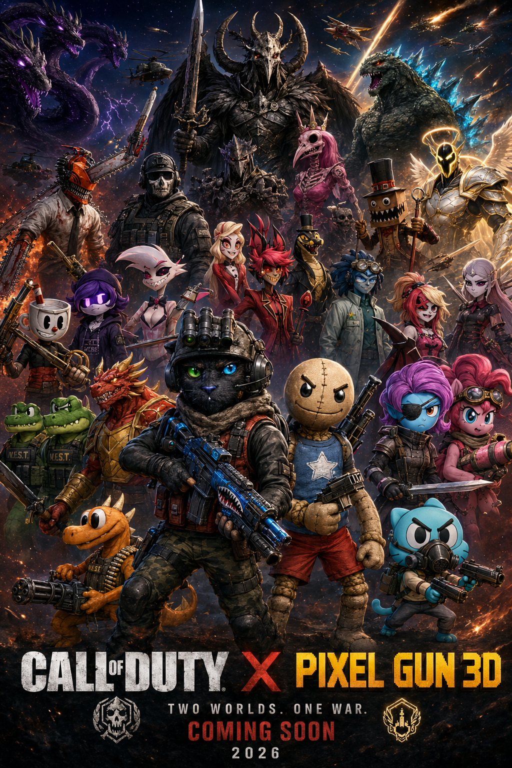 Call of Duty x Pixel Gun 3D — Two Worlds. One War. Coming Soon 2026.